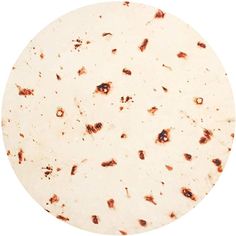 a tortilla on a white background with lots of brown speckles in it