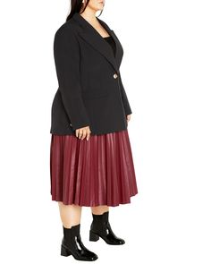 Elevate any outfit instantly—whether it be an eye-catching fit-n-flare dress or a jeans-and-tee combo—by adding this classic blazer. Give your workwear wardrobe a boost with this plus size blazer City Chic Sloane Jacket | Black | Tops | Materials & Care Instructions: ['78% Polyester, 4% Elastane, 18% Viscose', 'Dry clean'] Workwear Wardrobe, Plus Size Blazer, Classic Blazer, Stylish Plus, Fit N Flare Dress, City Chic, Flare Dress, Fit And Flare, Statement Pieces