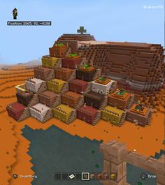 an image of a minecraft desert with lots of blocks and crates on it's sides