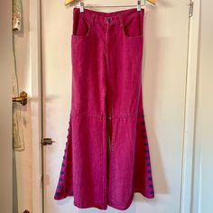 Brand: Montgomery Ward Era: 1970s Size: S Condition: Good Fabric: Denim Seventies Fashion, Montgomery Ward, Flare Jeans, Pink Purple, 1970s, Wide Leg, Women Jeans, Size 4, Womens Sizes