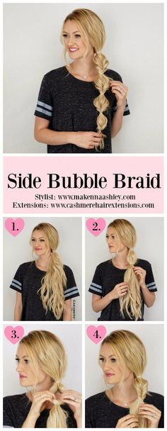 Quick and Easy - DIY Projects for Teens 31 Cute and Easy Braids For Back To School Side Bubble Braid, Braids Tutorial Easy, Easy Formal Hairstyles, Girls School Hairstyles, Bubble Braid, Dunner Wordend Haar, French Braids, Fishtail Braid, Cool Braid Hairstyles