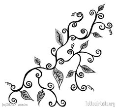 a tattoo design with leaves and swirls on it