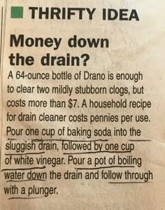 a newspaper article about how to use the drain