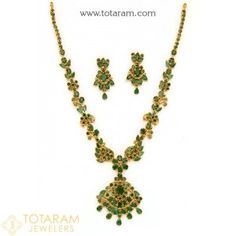 22K Gold Rubies & Emeralds Sets -Indian Gold Jewelry -Buy Online Indian Gold Jewelry in 22K Gold from Totaram Jewelers Online jewelry store Emeralds Necklace, Uncut Diamond Necklace, Indian Diamond Jewellery, Indian Gold Jewelry, 22k Gold Necklace, Temple Jewelry Necklace, Necklace Set Indian, 22k Gold Jewelry, Gold Jewelry Stores