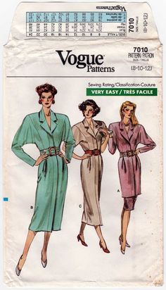 two women's dresses and one woman's coat sewing pattern from the 1960s