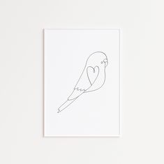 a drawing of a bird with a heart in its beak