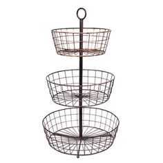 three tiered metal basket holder on wheels