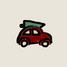 a drawing of a car with a surfboard on top