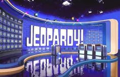 an empty stage with the words'jeopardy'on it