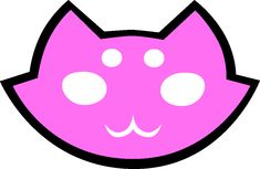 a pink cat's face on a black background