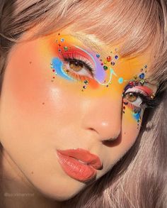 Funky Makeup, Cute Eye Makeup, Bright Makeup, Face Art Makeup, Graphic Makeup, Rave Makeup, Unique Makeup, Eye Makeup Designs, Dope Makeup