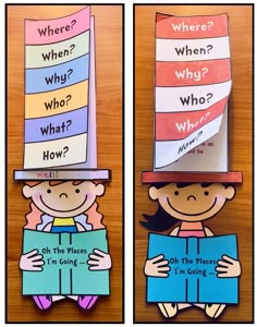 two pictures of children reading books with the words where, when, and who?