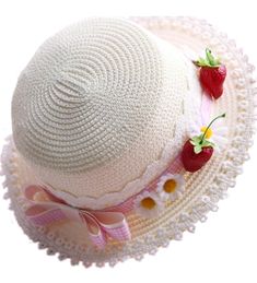 PRICES MAY VARY. One size fit most teens and adult women, Size Hat Circumference is about 22.4"-22.7"; The stylish and chic The lolita straw hat has a neutral cut, cute and sweet straw hat will top you off in style and you'll want to wear it on for any outside activity and any occasion; The cute lolita beach sunhat can effectively prevent the damage of ultraviolet rays to the facial skin, and it is also the best prop for fashion photos. Perfect for lolita dress, tea party, wedding party, beach, Kawaii Hat, Strawberry Dress, Teen Summer, Girls Handmade, Handmade Lace, Top Summer, Cute Hats, Kawaii Clothes, Party Accessories