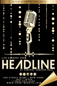 Karaoke Poster, Booster Club, Music Flyer, Karaoke Party, Business Flyers, Promotional Flyers, Music Fest, Event Flyers, Vintage Microphone