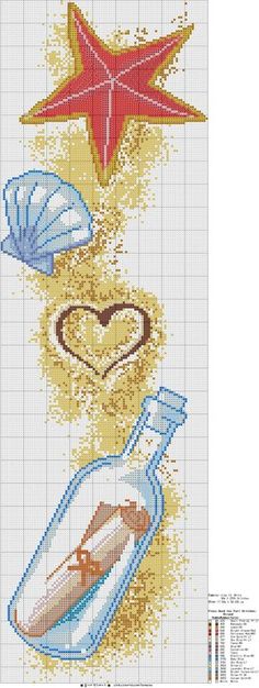 the cross stitch pattern has three different items in it