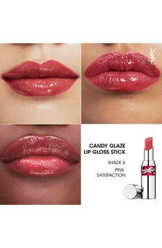 What it is: A jelly lip gloss stick with the glassy shine of a gloss, but the care of a balm. Who it's for: Ideal for all skin types.What it does: The nonsticky formula melts on lips for more moisturized, juicy-looking lips. Treat your lips to the ultimate hydration and high shine with Candy Glaze Lip Gloss Stick. Infused with hyaluronic acid and pomegranate, this click-format gloss delivers plumper, moisturized lips that last. It's sweet, subtle fragrance and easy-to-use design make it a must-h Victoria Secret Lip Gloss, Lip Gloss Stick, Jelly Lip Gloss, Ysl Lip, Lipgloss Swatches, Moisturized Lips, Baby Lips Maybelline, Fall Lips, Red Lip Gloss