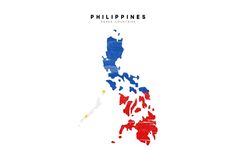 the philippines map is shown in red, white and blue