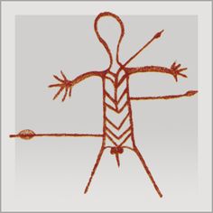 a drawing of a person with an arrow in the middle of it's body