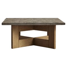 Brutalist coffee table with a raw stone top and oak wood base, Germany circa 1960. Wear on stone and wood that is consistent with age and use. German Coffee, Stone And Wood, Coffee Cocktails, Coffee And Cocktail Tables, Wood Coffee Table, Stone Top, Coffee Table Wood, Raw Stone, Cocktail Tables