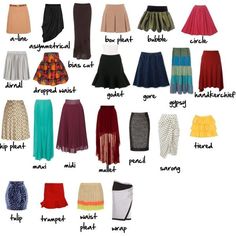 Ropa Upcycling, Fashion Infographic, Modern Clothes, Fashion Dictionary, Fashion Terms, Skirt Maxi, Skirt Mini