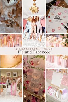 pink and gold wedding theme collage