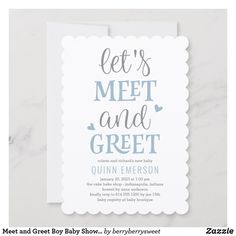 a card with the words let's meet and greet in blue ink on it