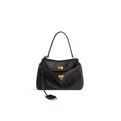 Women's Rodeo Small Handbag in Black | Balenciaga US Balenciaga Rodeo Bag Outfit, Crossbody Designer Bag, Dream Items, Black Balenciaga, Pink Martini, Leather Keyring, Split Rings, Small Handbag, Black Leather Purse