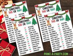 printable christmas games for kids to play in the holiday season with presents and gifts