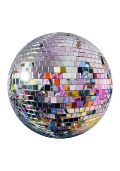 a shiny disco ball is shown against a white background