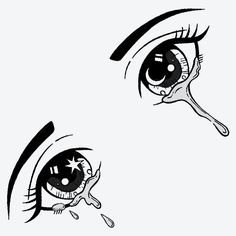 an eye with long eyelashes is shown in this black and white drawing, which shows how to draw anime eyes