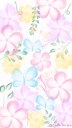 watercolor flowers and leaves on a white background