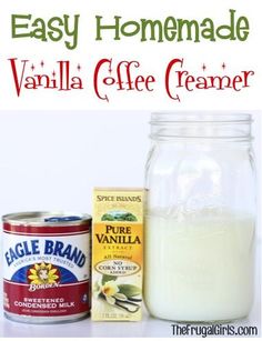 an image of homemade vanilla coffee creamer on the appliance page, with text that reads easy homemade vanilla coffee creamer vanilla coffee creamer