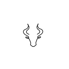 the outline of a bull's head on a white background