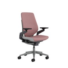 an office chair with wheels on the back and seat upholstered to the side