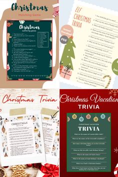 christmas trivias are on display in different styles and colors, including the wording