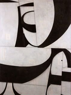 three black and white abstract paintings on paper