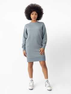 Step into luxury with our Women's Crewneck Dress, where comfort meets sophistication in every stitch. Crafted from our exceptionally soft and eco-friendly fleece, this dress redefines loungewear with its effortless elegance. Featuring ribbed cuff details and a classic crewneck line, this all-in-one piece epitomizes easy-going style, making a statement without saying a word. Women's CityScape Crewneck Dress in Smokey Blue (Size: Large) - Cozy Earth Crewneck Dress, Cuff Detail, Womens Crewneck, Effortless Elegance, Dress Robes, Easy Going, Cityscape, All In One, Lounge Wear