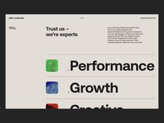 an advertisement with the words trust us, we're experts and performance growth