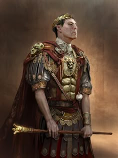 a painting of a man dressed in roman armor