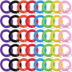 PRICES MAY VARY. 🤩Value Pack: You will receive 80 packs elastic stretchable spiral bracelet, 8 colors in total, each color has 10 packs, sufficient quantity. This pack of 10 key rings bracelet are enough for several persons of your office, home, workspace. 🤩Premium Materials: Our spiral wrist coil keychain made of high quality plastic material, superior quality flexible Coil spring back and never loses its shape, waterproof, built to last. Due to strong elasticity these coil bracelet keychain Cheap White Wristband With Colorful Beads, Casual Green Wristband With Round Beads, Cheap Multicolor Sporty Bracelet, Cheap Adjustable Colorful Wristband, Cheap Hand-strung Multicolor Wristband, Colorful Keychain, Sport Pool, Holding Onto You, Hair Tie Bracelet