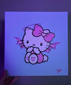 a drawing of a hello kitty holding a heart