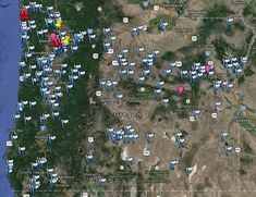 a map shows the location of many different locations in the united states, and where they are located