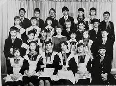 an old black and white photo of young people