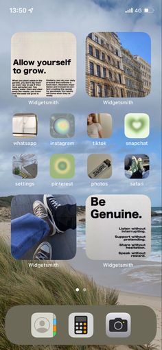 an iphone screen with the words be genuine on it and images from different places around the world