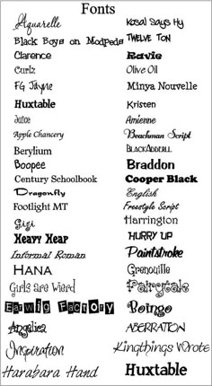 some type of font that is black and white with different types of lettering on it