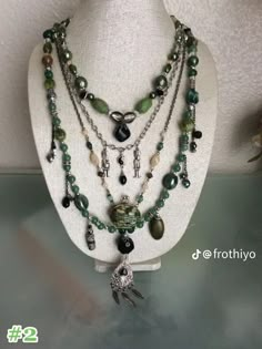 Collar Hippie, Earthy Jewelry, Hippie Necklace, Vintage Beads, Green Necklace, Fantasy Jewelry