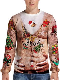 Hot Hairy Men & Women's Long Sleeve Shirt – uglyparty Stranger Things Sweatshirt, Funny Christmas Sweater, Clothes Men, Funny Christmas Sweaters