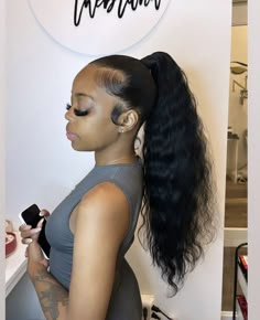 Straight Ponytail Hairstyles, High Curly Ponytail, Ponytail Weave, Black Hair Updo Hairstyles, Competition Hair, Natural Hair Bun Styles