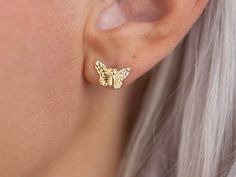 ∙ ∙ B U T T E R F L Y ∙ S T U D ∙ E A R R I N G S ∙ ∙ Made with the following: 12mm - 14K Gold Filled Butterfly Stud Earrings 14K Gold Filled Earnut The listing is for 1 pair of earrings. Due to hygienic reasons, I do NOT accept returns or exchanges on earrings. ∙ ∙ H O W ∙ T O ∙ O R D E R ∙ ∙ Please select add to cart. Please visit our FAQs in the about section for sizing and jewelry care. https://www.etsy.com/shop/SugarFairyJewelry ∙ ∙ P R O D U C T I O N ∙ T I M E ∙ ∙ All items are made to or Hypoallergenic Butterfly-shaped Yellow Gold Jewelry, Hypoallergenic Yellow Gold Butterfly Jewelry, Hypoallergenic Butterfly Yellow Gold Jewelry, Cute Butterfly Gold Earrings, Cute Gold Butterfly Jewelry, Cute Hypoallergenic Yellow Gold Jewelry, Cute Gold Butterfly Earrings, 14k Gold Butterfly Earrings For Gift, Cute Hypoallergenic Gold Jewelry