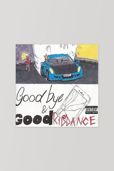 the cover art for good bye and ridancee's album, with an image of a blue car